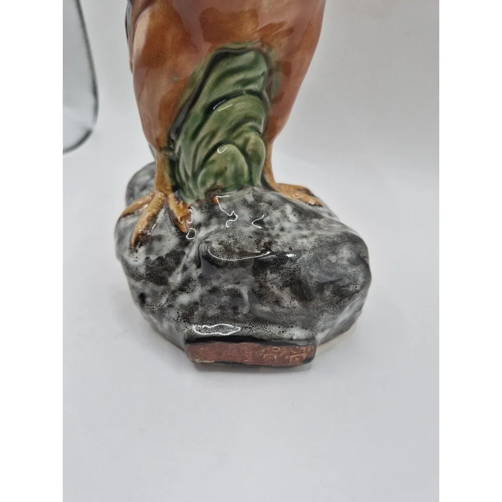 Vintage Glazed Ceramic Rooster Chicken Farmhouse French Country Majolica Style